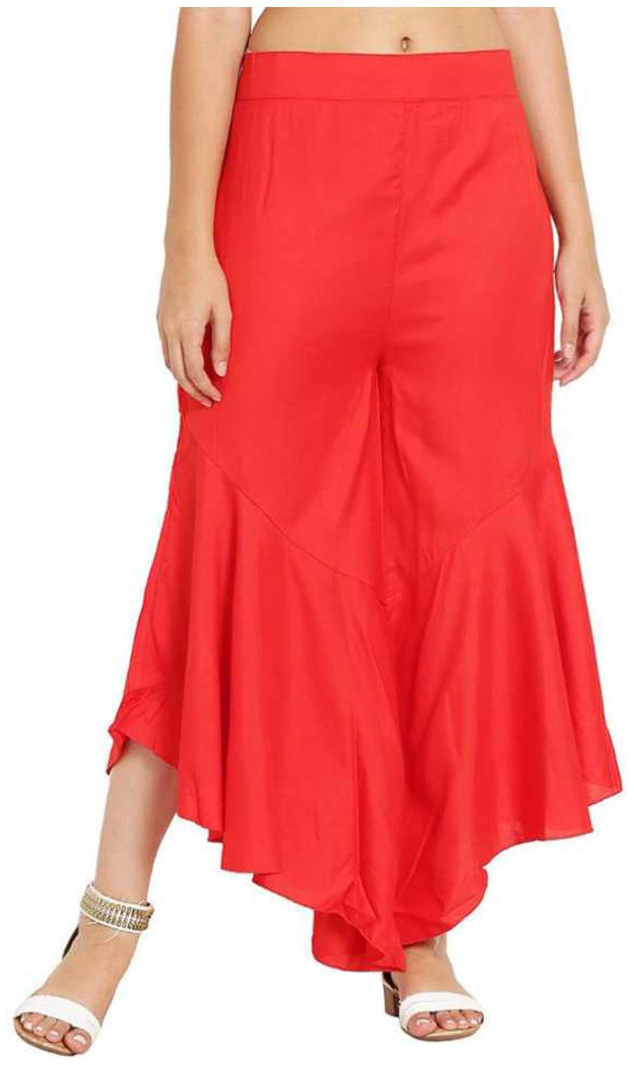 

BEF FASHION Red Solid Flared Palazzo