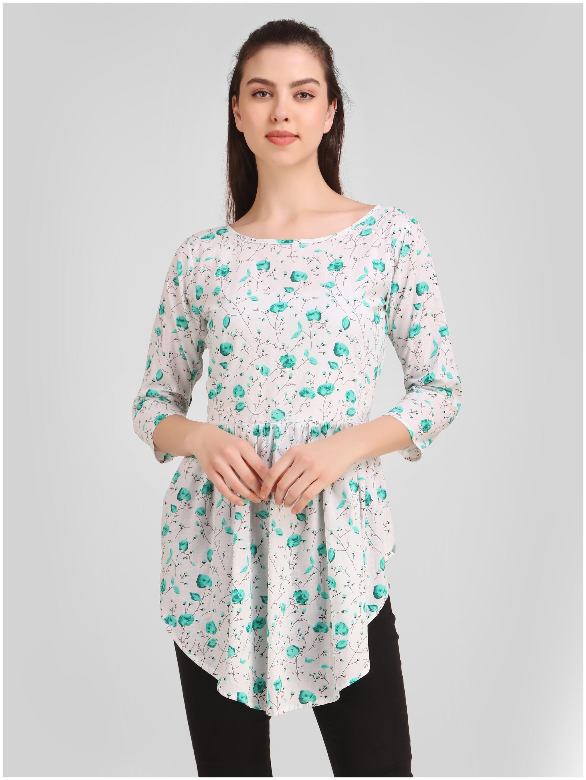 

BEF FASHION Women Floral Fusion tunic - White