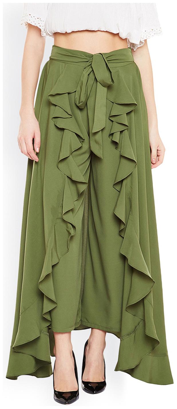 

BEF FASHION Green Solid Flared Palazzo