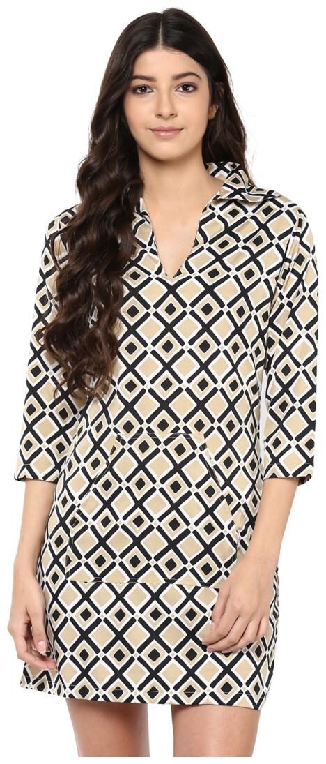 

Beige and black checkered retro dress