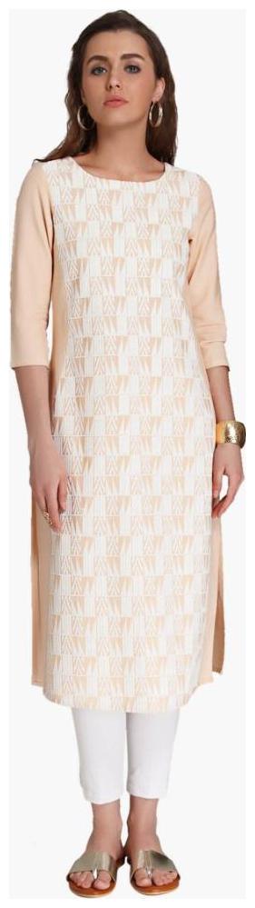 

NAARI Women Beige Embroidered Straight Kurti