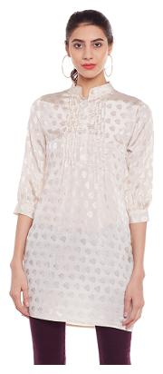 

Beige Printed Button Detail Tunic