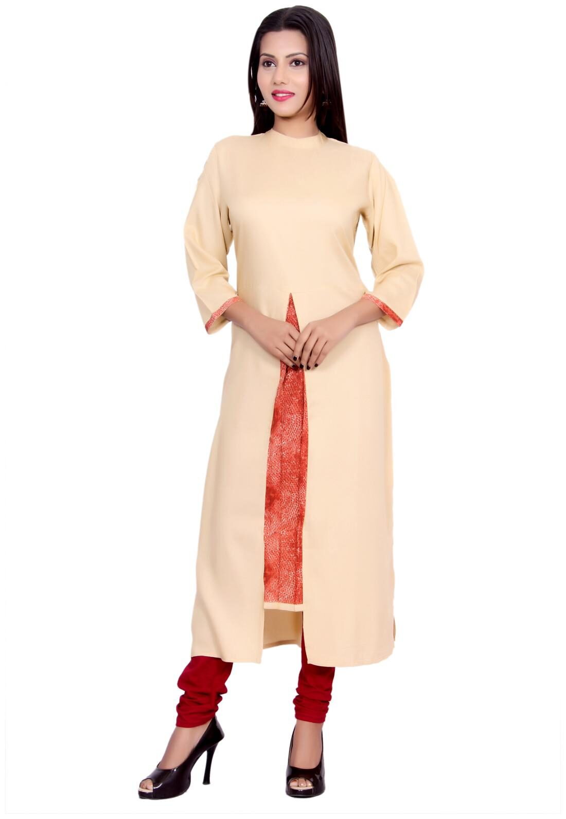 

Mehsoos Women Maroon Solid Straight Kurta
