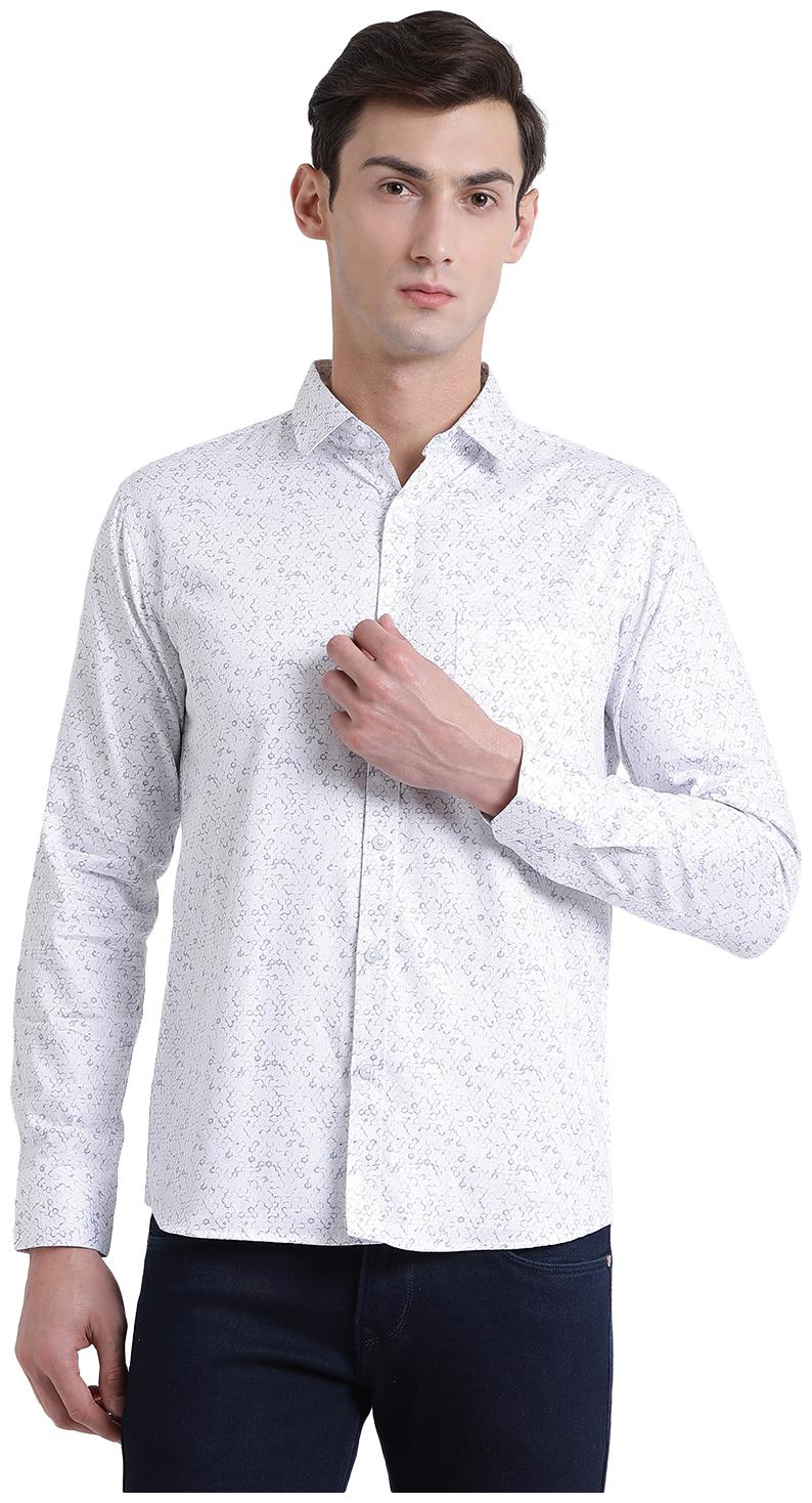 

Being Fab Men White Printed Slim Fit Casual Shirt