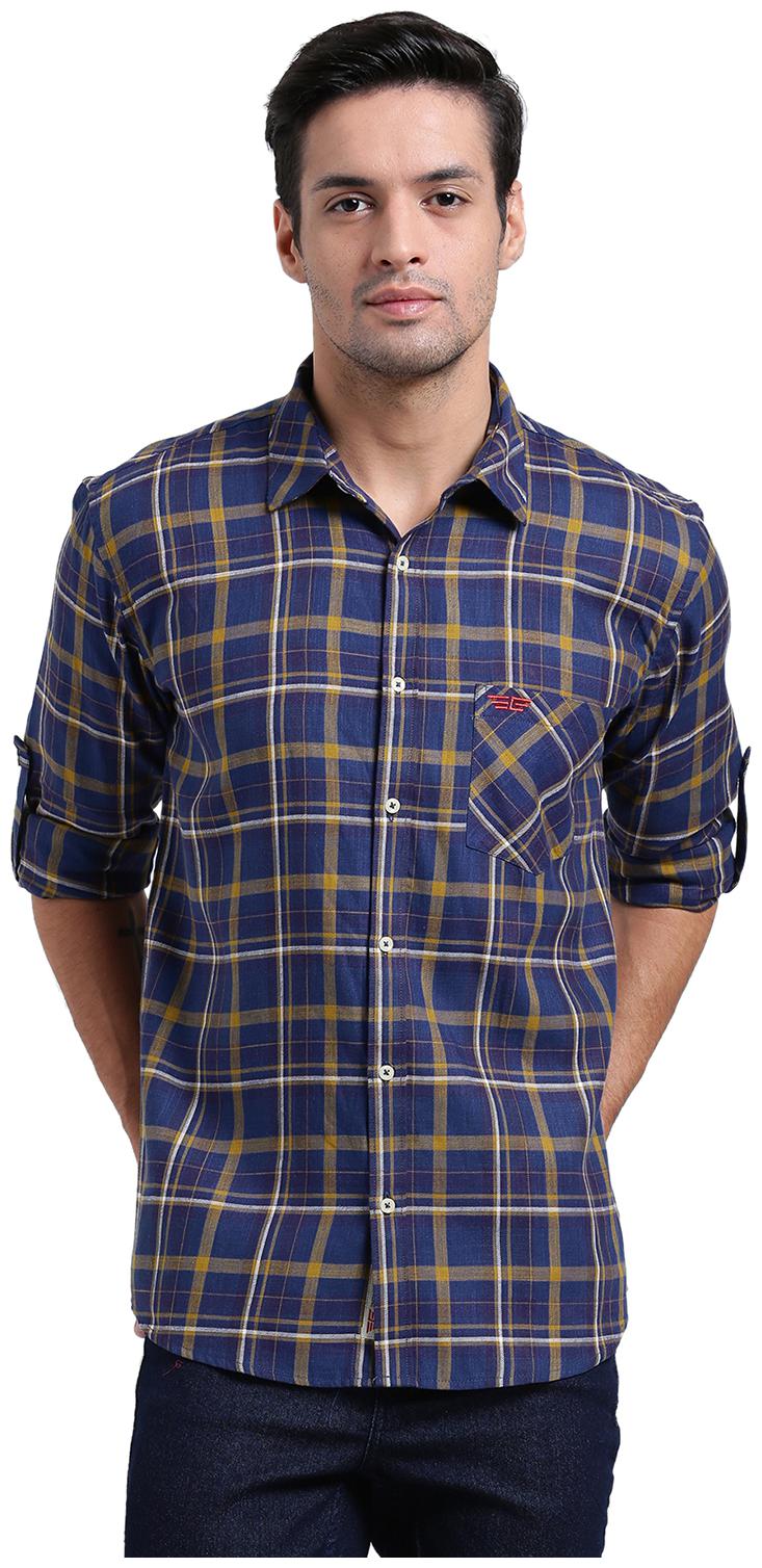 

Being Fab Men Blue Checked Slim Fit Casual Shirt