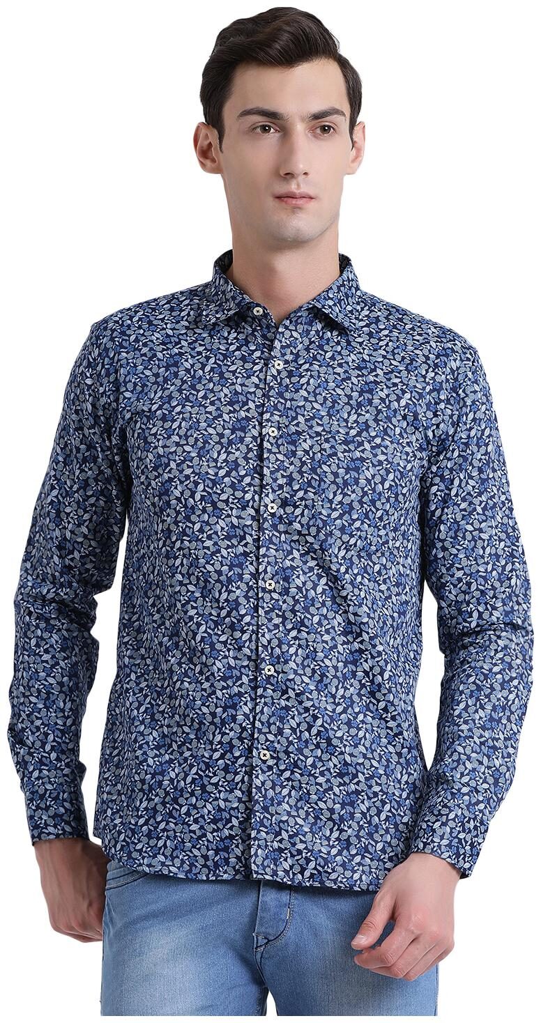 

Being Fab Men Blue Printed Slim Fit Casual Shirt