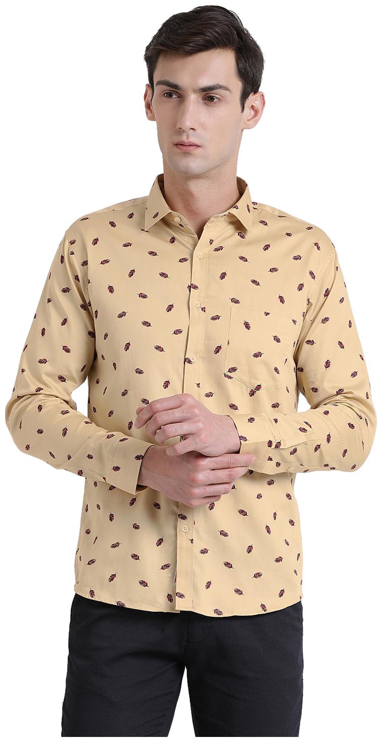 

Being Fab Men Beige Printed Slim Fit Casual Shirt