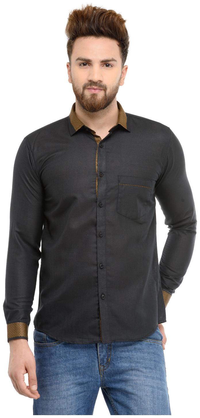 

Being Fab Men s Solid Casual Black Shirt