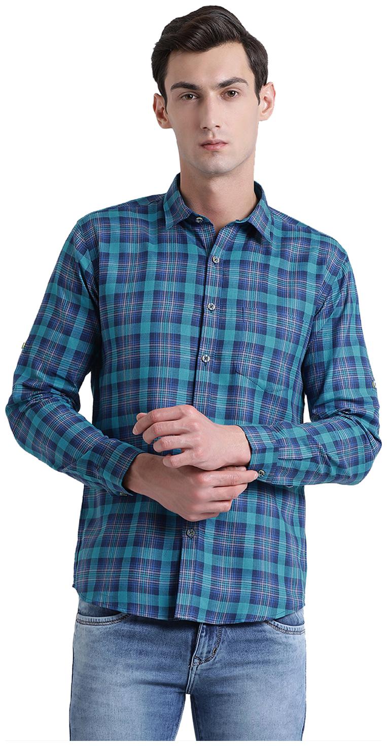 

Being Fab Men Blue Checked Slim Fit Casual Shirt