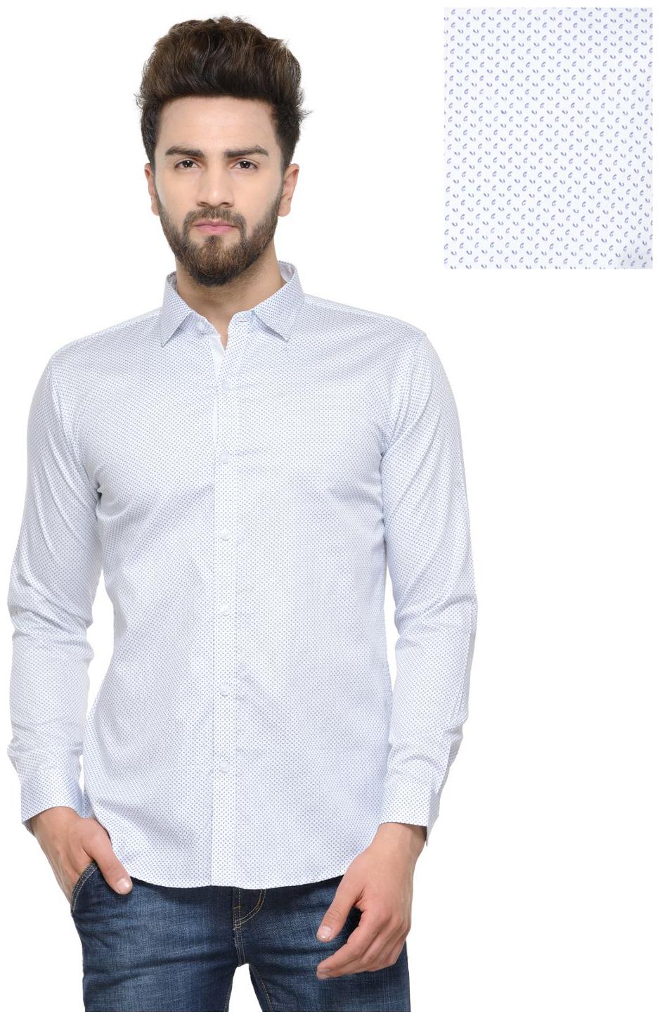 

Being Fab Men s Printed Casual White Shirt