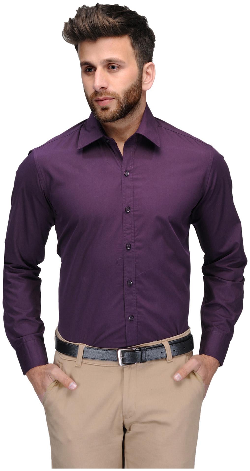 

Being Fab Men Purple Solid Regular Fit Casual Shirt