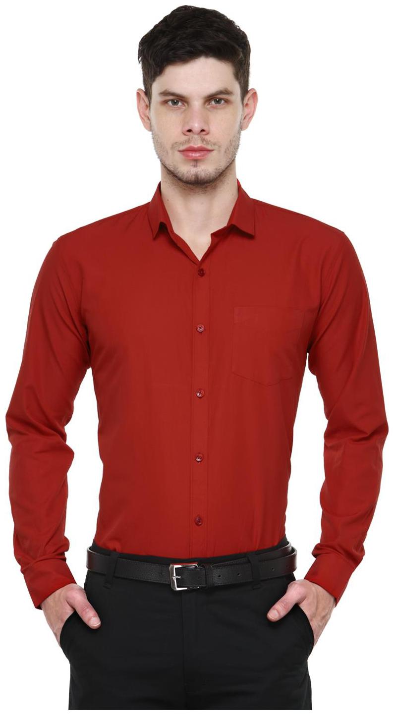 

Being Fab Men Red Solid Slim Fit Casual Shirt