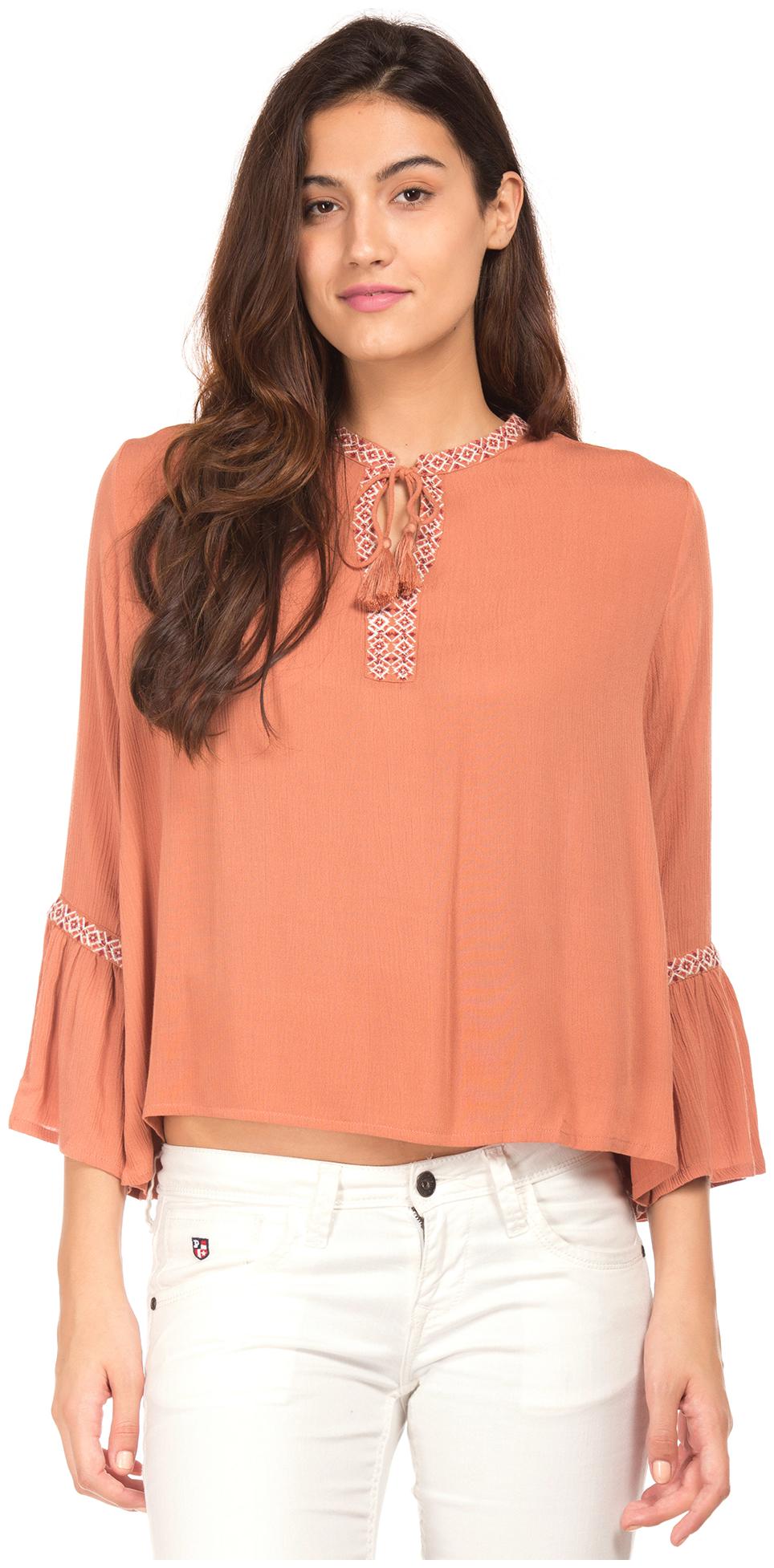 

Aeropostale Women Solid Regular top - Brown