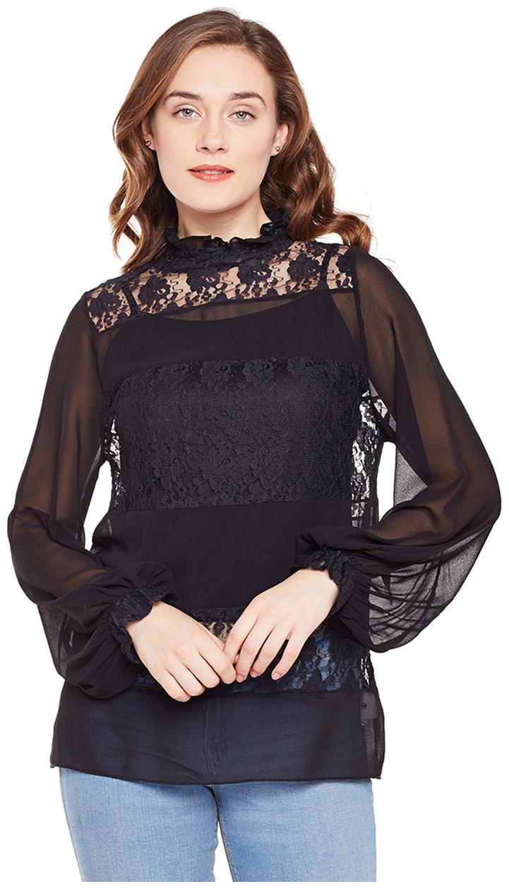 

Oxolloxo Women Solid Regular top - Black