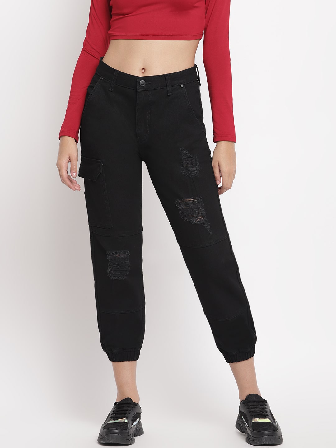

BELLISKEY Women Black Regular fit Cargos