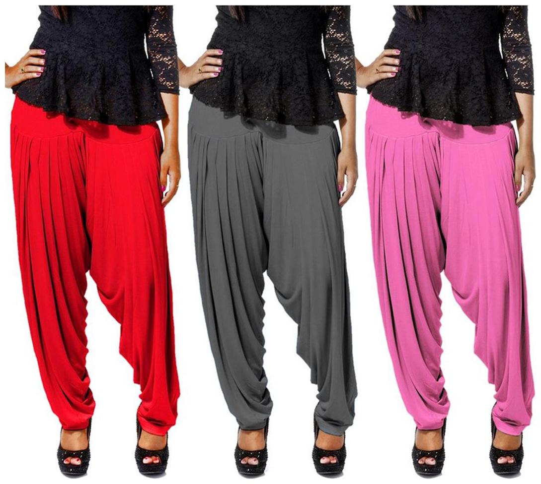 

Bembee Pack of - 3 Multicolor Viscose Patiala Salwar