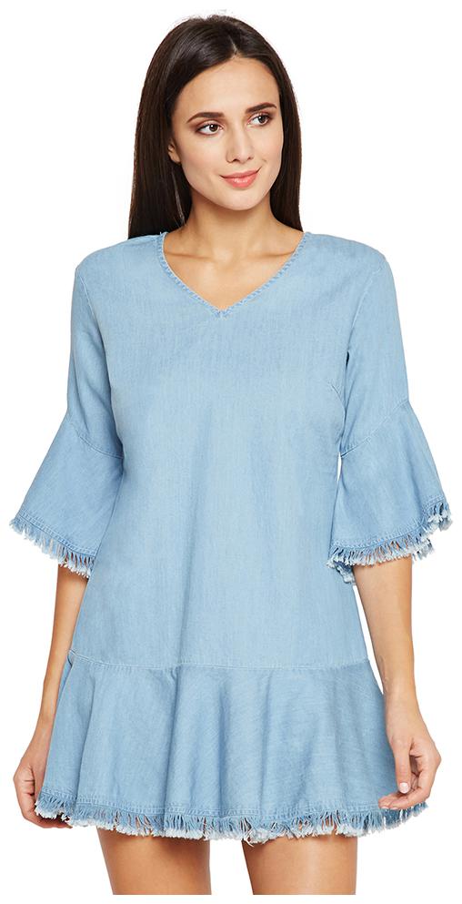 

OXOLLOXO Blue Solid A-line dress