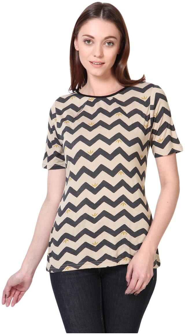 Besiva Beige Cotton Top (Size-S)