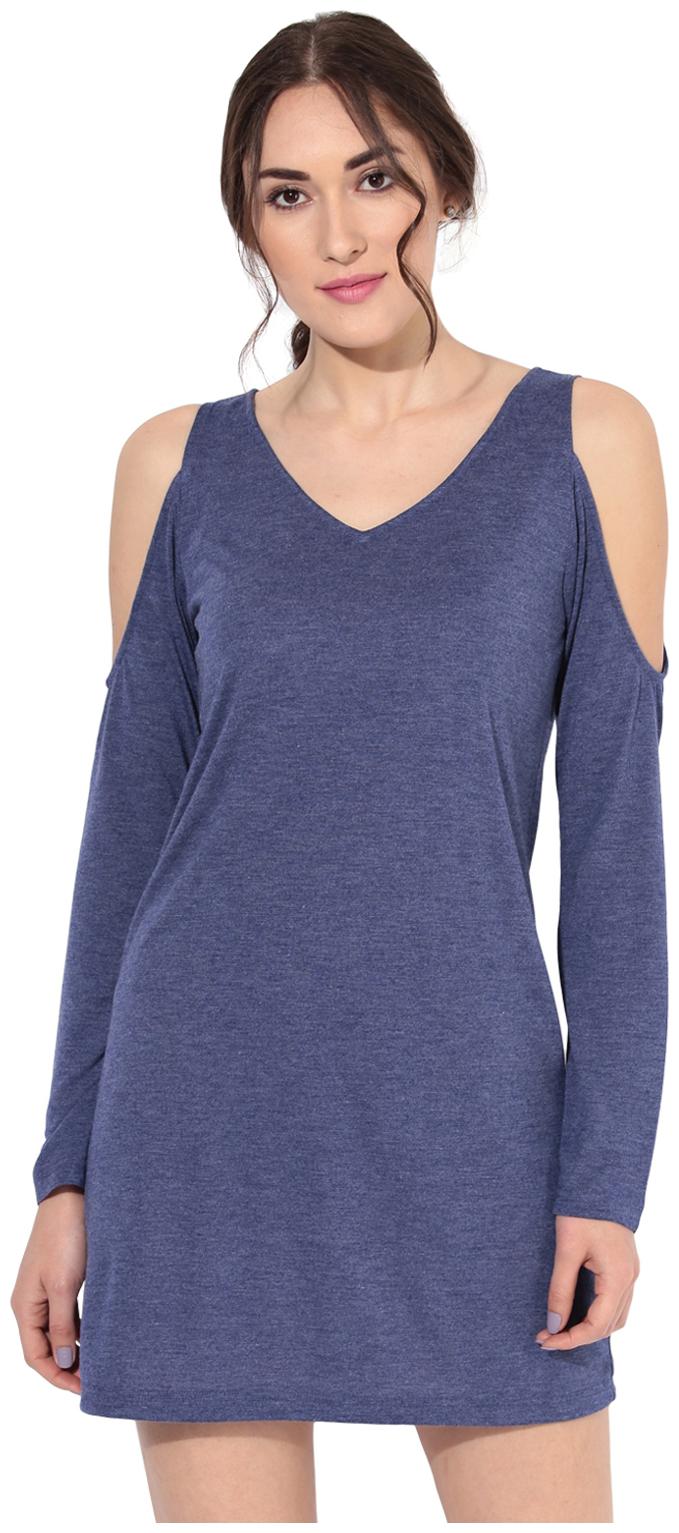 

Besiva Blue Solid A-line dress