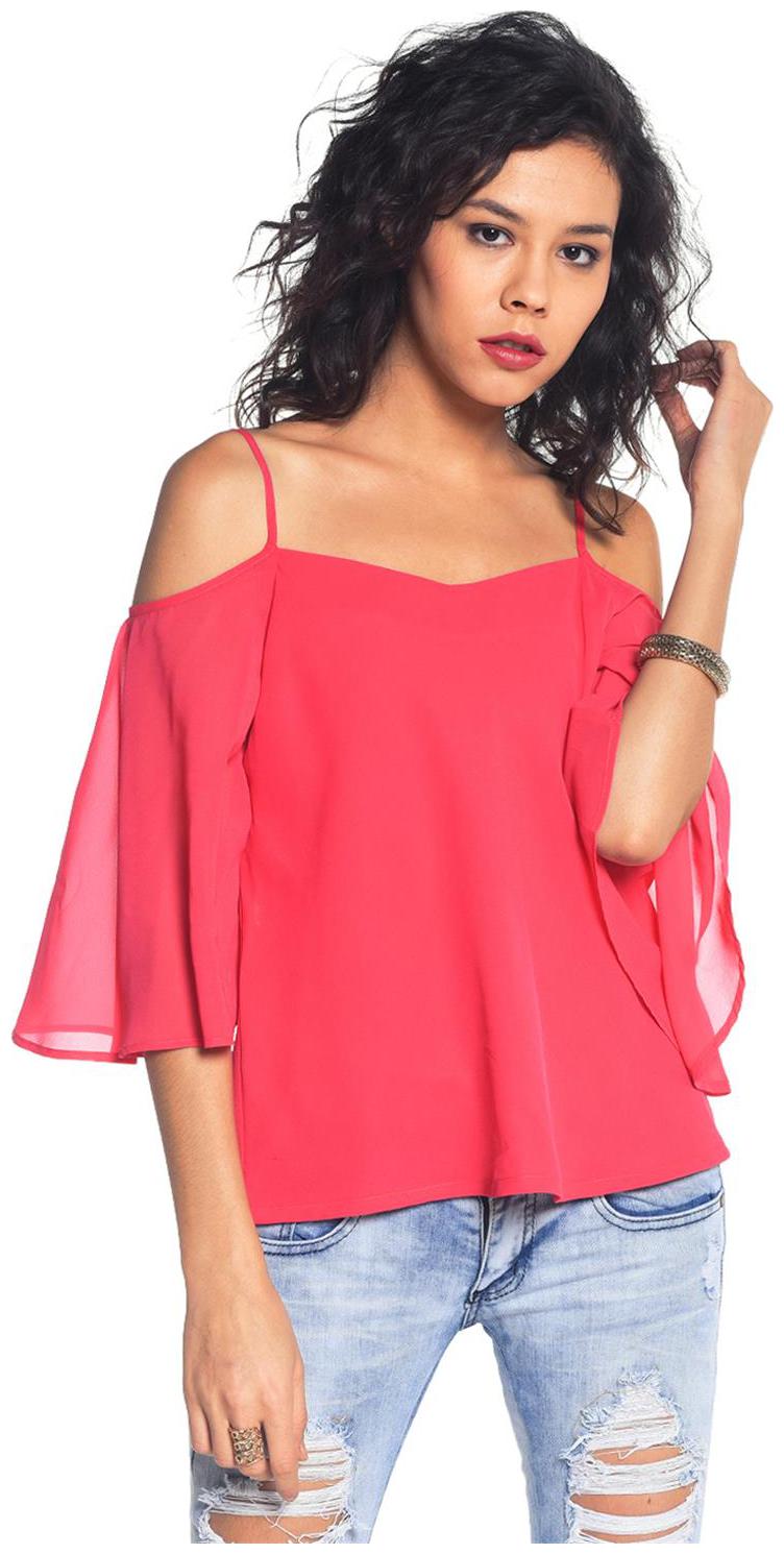 

Besiva Cold Shoulder Polyester Top
