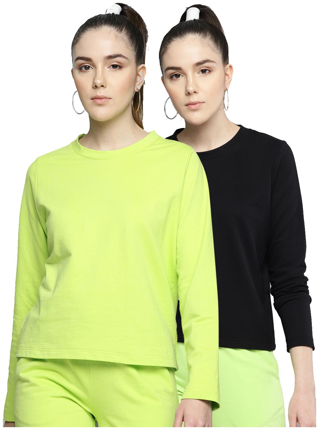 

Besiva Women Solid Sweatshirt - Green Black