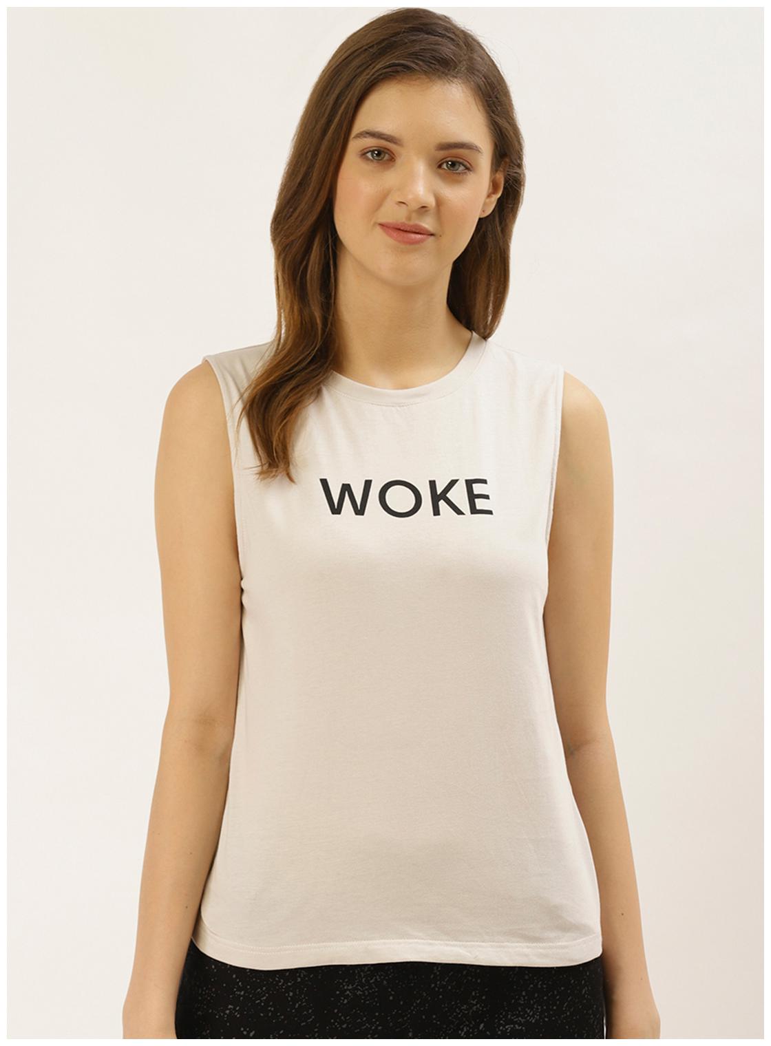 

Besiva Women Beige Regular fit Round neck Cotton T shirt