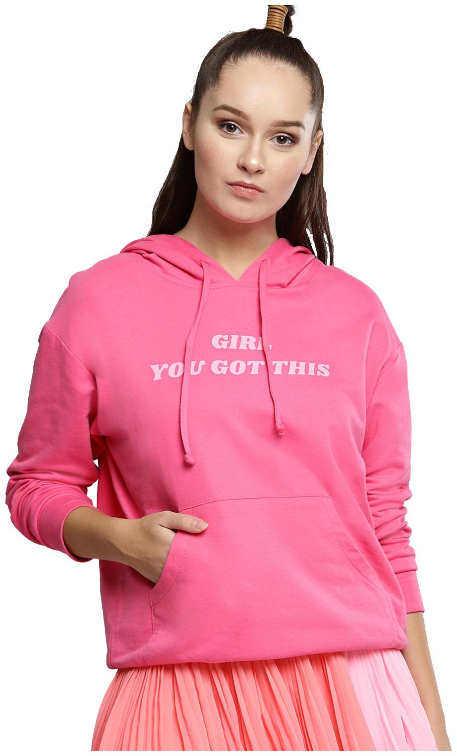 

Besiva Women Printed Hoodie - Pink