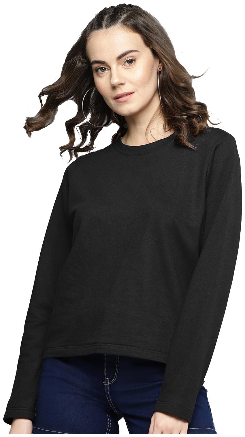 

Besiva Women Solid Sweatshirt - Black