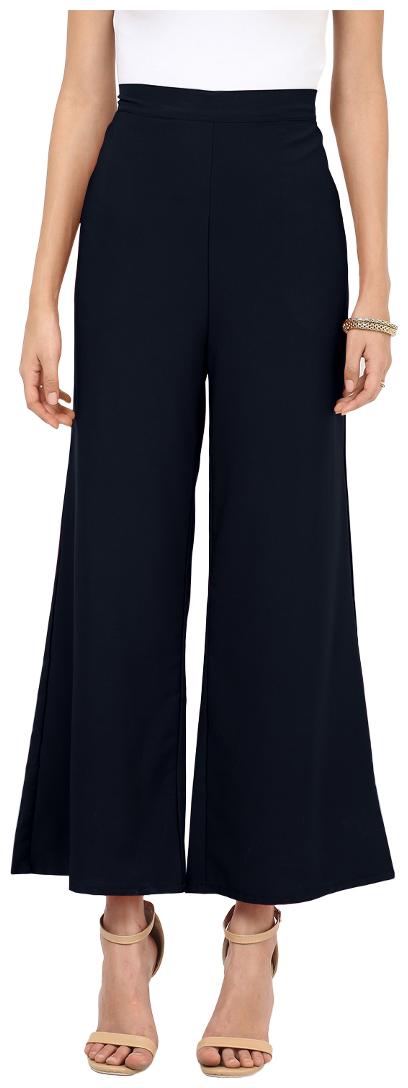 

Besiva Navy Blue High Waist Solid Palazzo