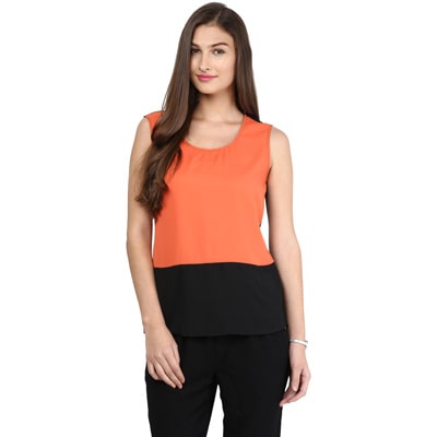 

Besiva Orange Polyester Top