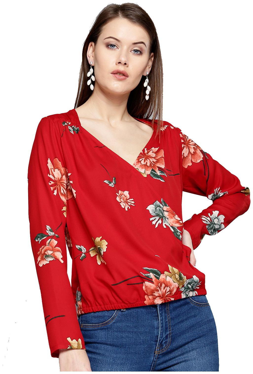 

BESIVA Women Printed Regular top - Red