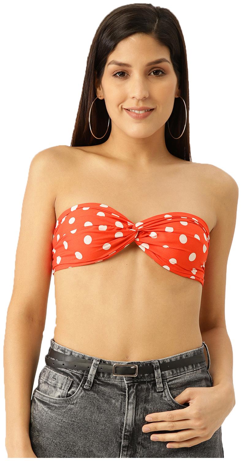 

Besiva Polyester Polka Dots Orange Tube Women