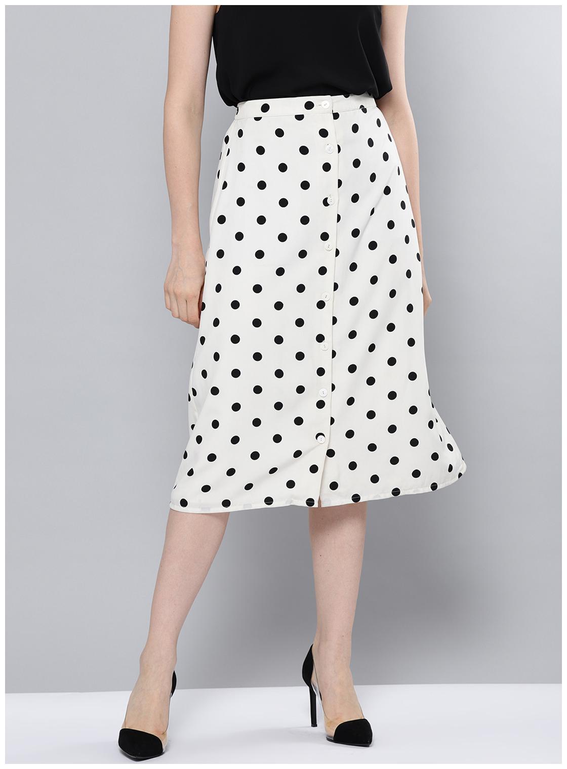 

BESIVA Printed Wrap skirt Midi Skirt - White
