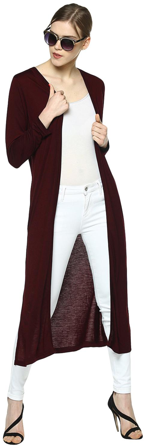 

Besiva Women s Polyviscose Solid Maroon Long Cardigan X-Large