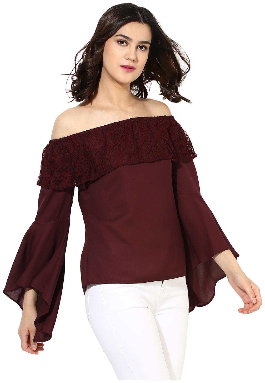 

Besiva Women Polyester - Regular top Brown