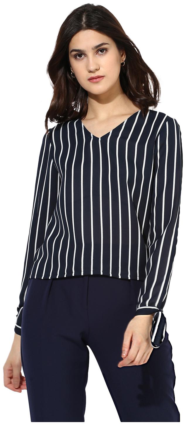 

Besiva Women s Striped Polyester Multicolor Top