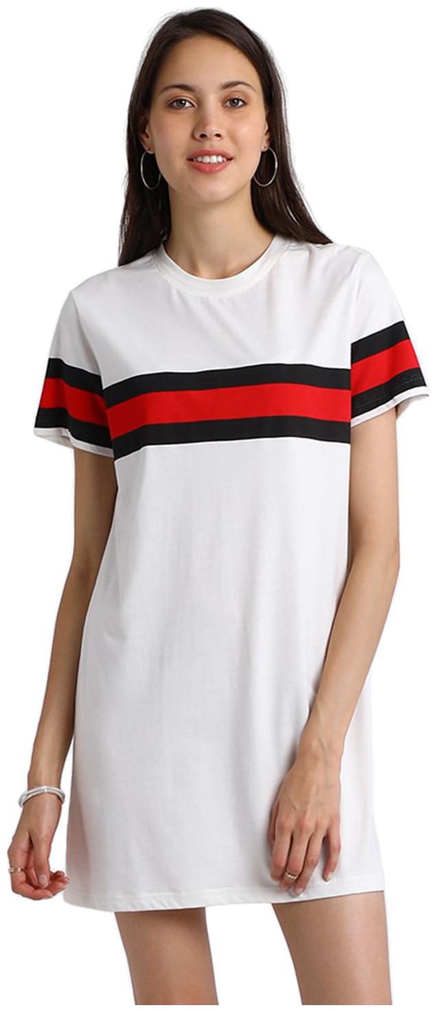 

BESIVA White Solid A-line dress