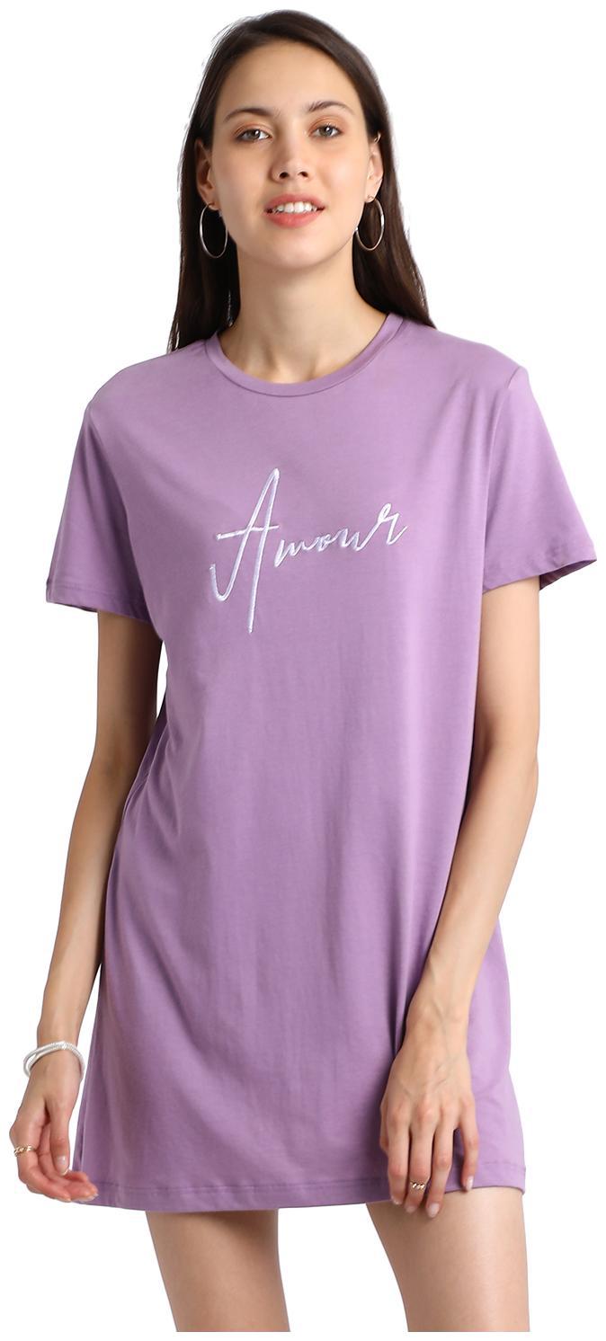 

BESIVA Purple Solid A-line dress
