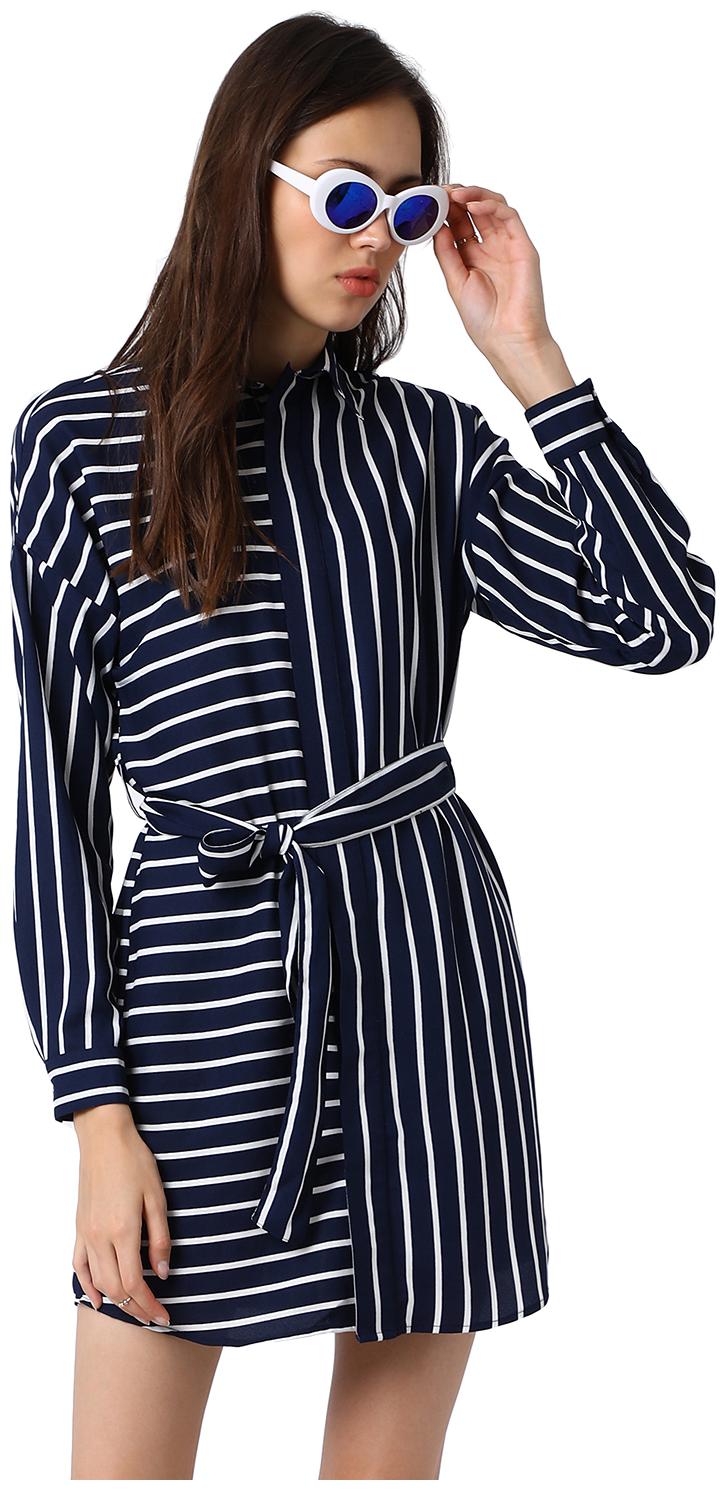 

BESIVA Blue Striped Shirt dress