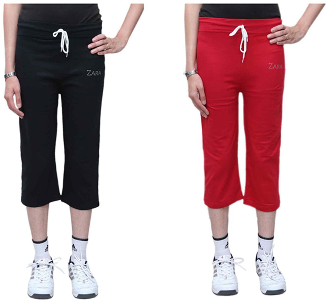

BFLY Black And Red Pack Of 2 Cotton Capri