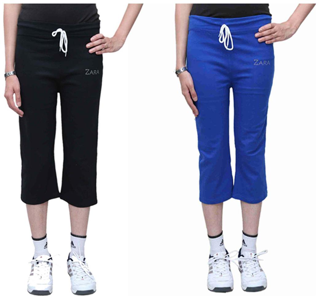 

BFLY Black And Blue Pack Of 2 Cotton Capri