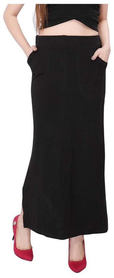 

Bfly Black Cotton Hosiery Straight Skirt With Pocket Freebie