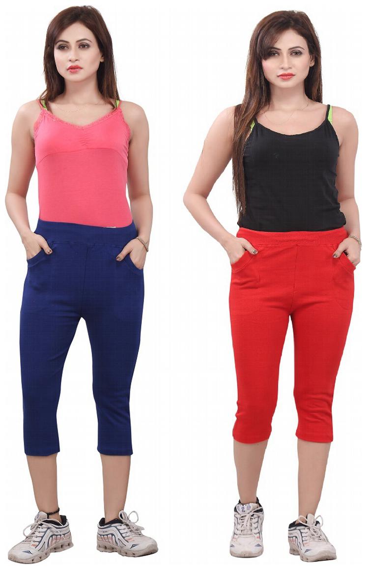 

Bfly Combo of Blue Red Women s Capri