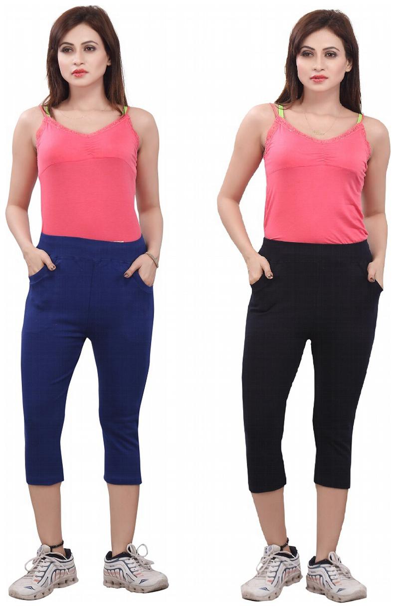 

Bfly Combo of Blue Navy Blue Women s Capri