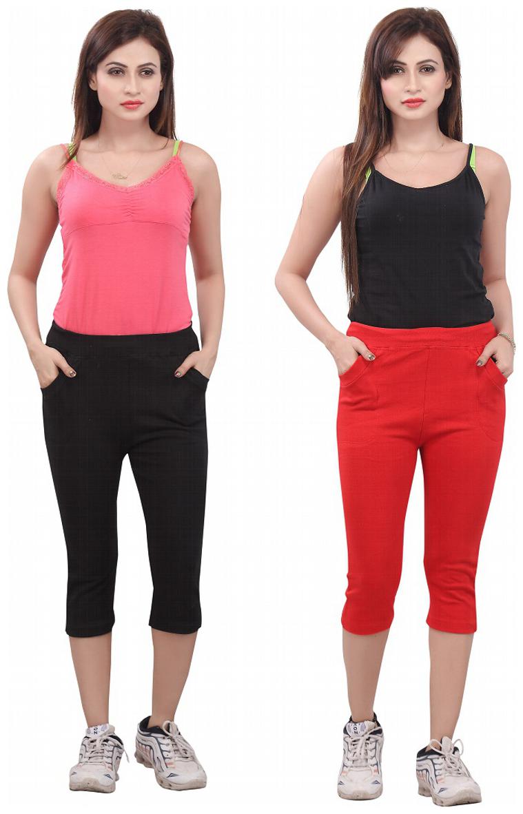 

Bfly Combo of Black Red Women s Capri
