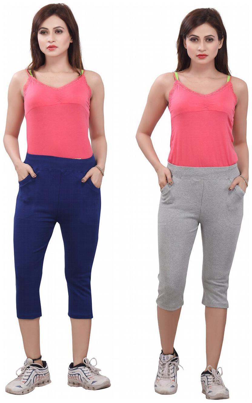 

Bfly Combo of Blue Grey Women s Capri