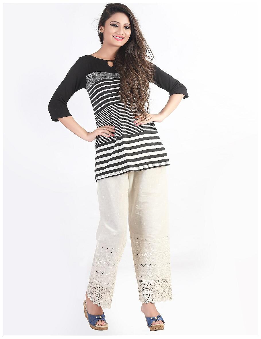 

Off White Cotton Palazzo by Bfly