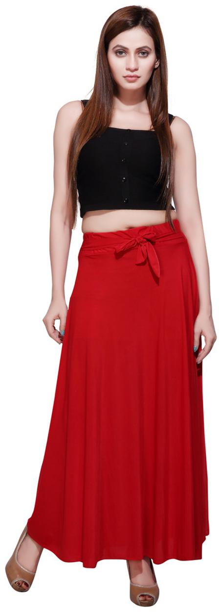 

Bfly Red Poly Crepe Stylish Skirt
