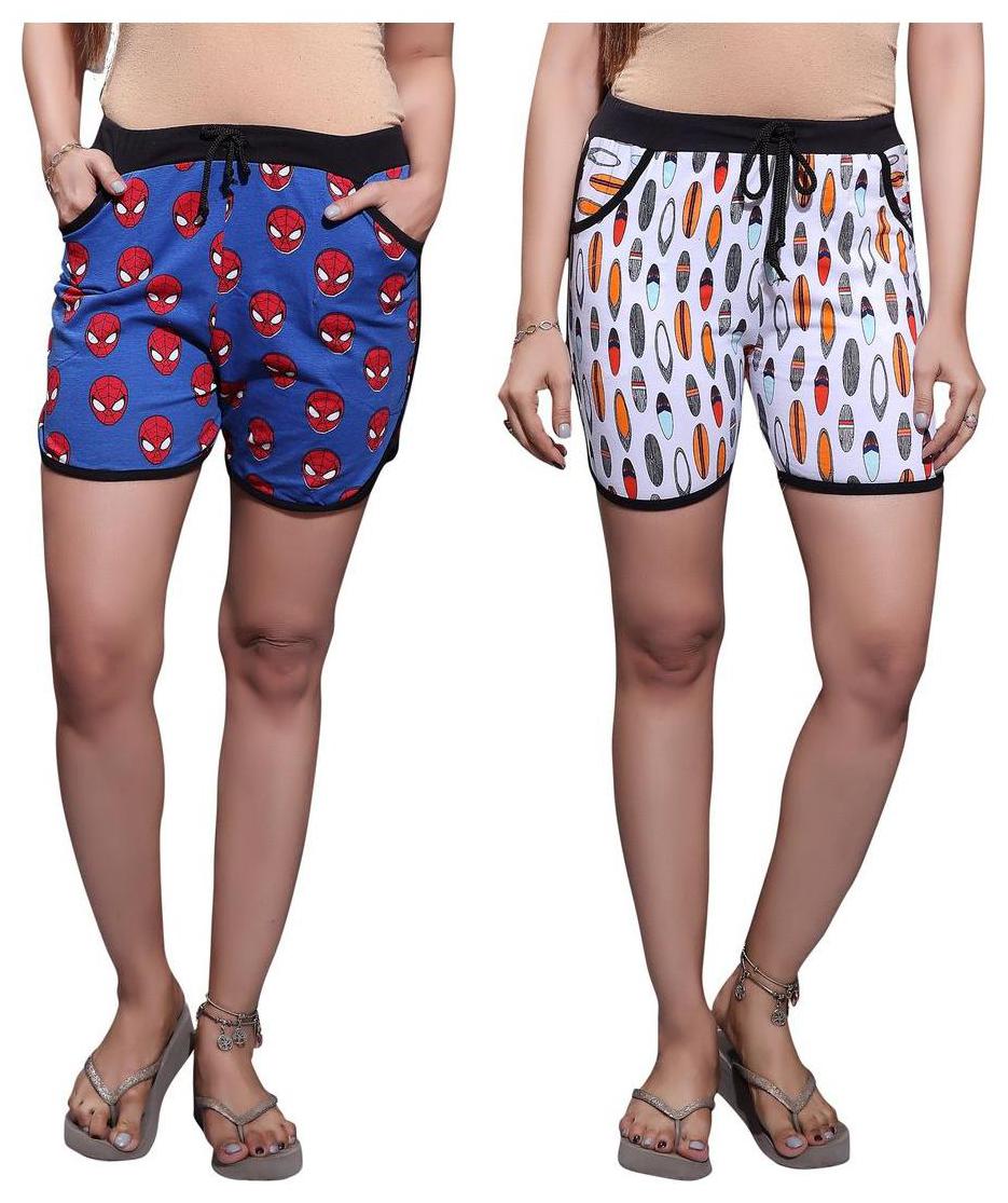 

Bfly Women s Printed Cotton Hosiery Shorts-Pack of 2