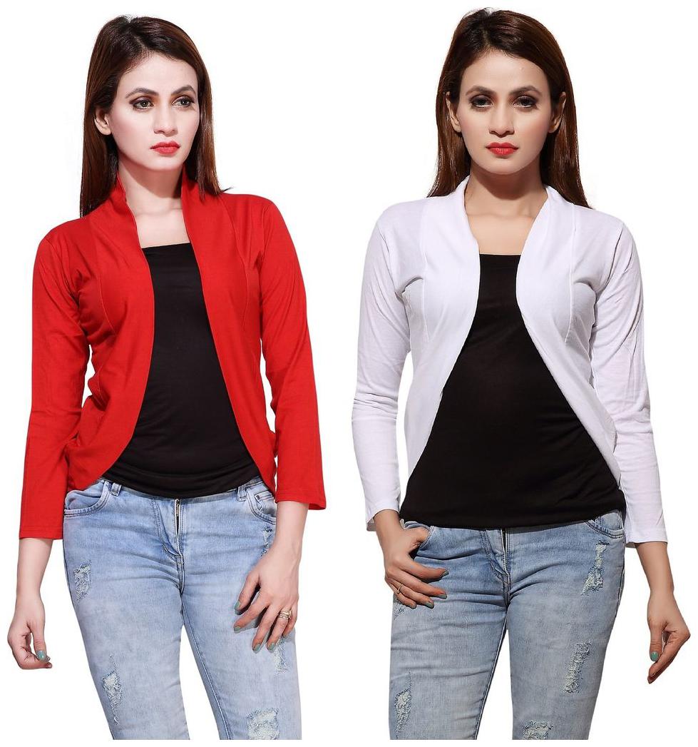 

Bfly Women s Viscose Shrugs (Pack of 2) (Red White)